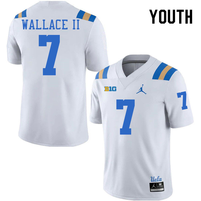 Youth #7 K.J. Wallace II Big 10 Conference College Football Jerseys Stitched-White